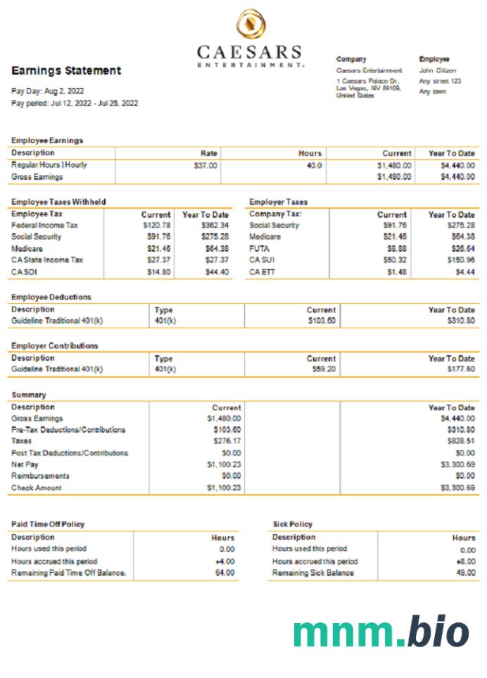 USA Caesars Entertainment casino and resort company